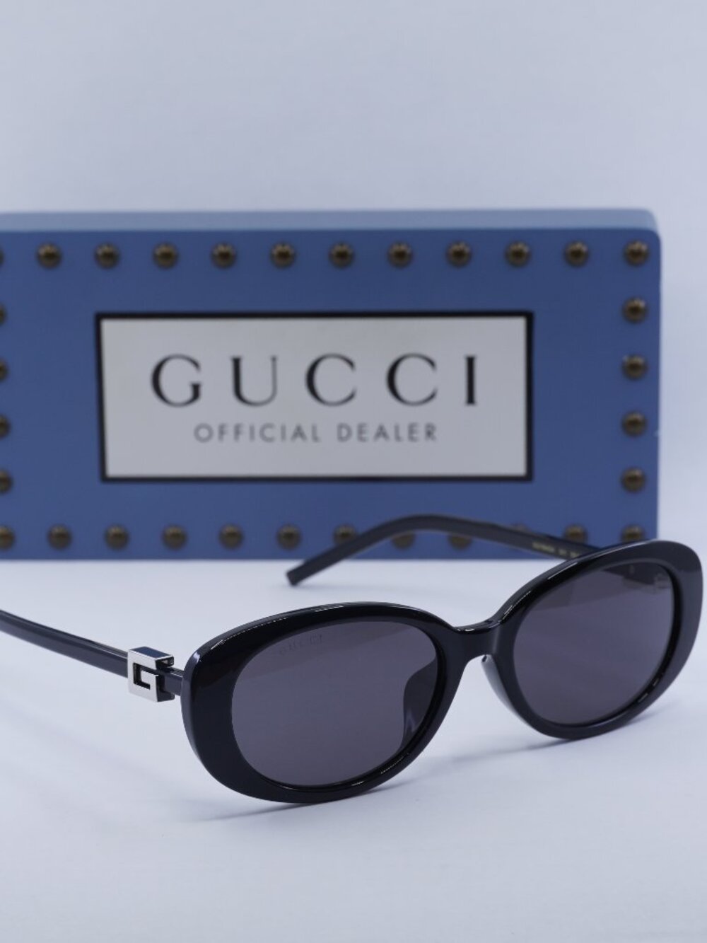 Gucci GG1684SA 001 Oval Sunglasses - Black/Grey